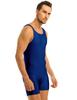 CHICTRY Men's One Piece Sleeveless Leotard Tanks Bodysuit Workout Fitness Wrestling Singlets Shorts Jumpsuit Navy Blue XX-Large view 3