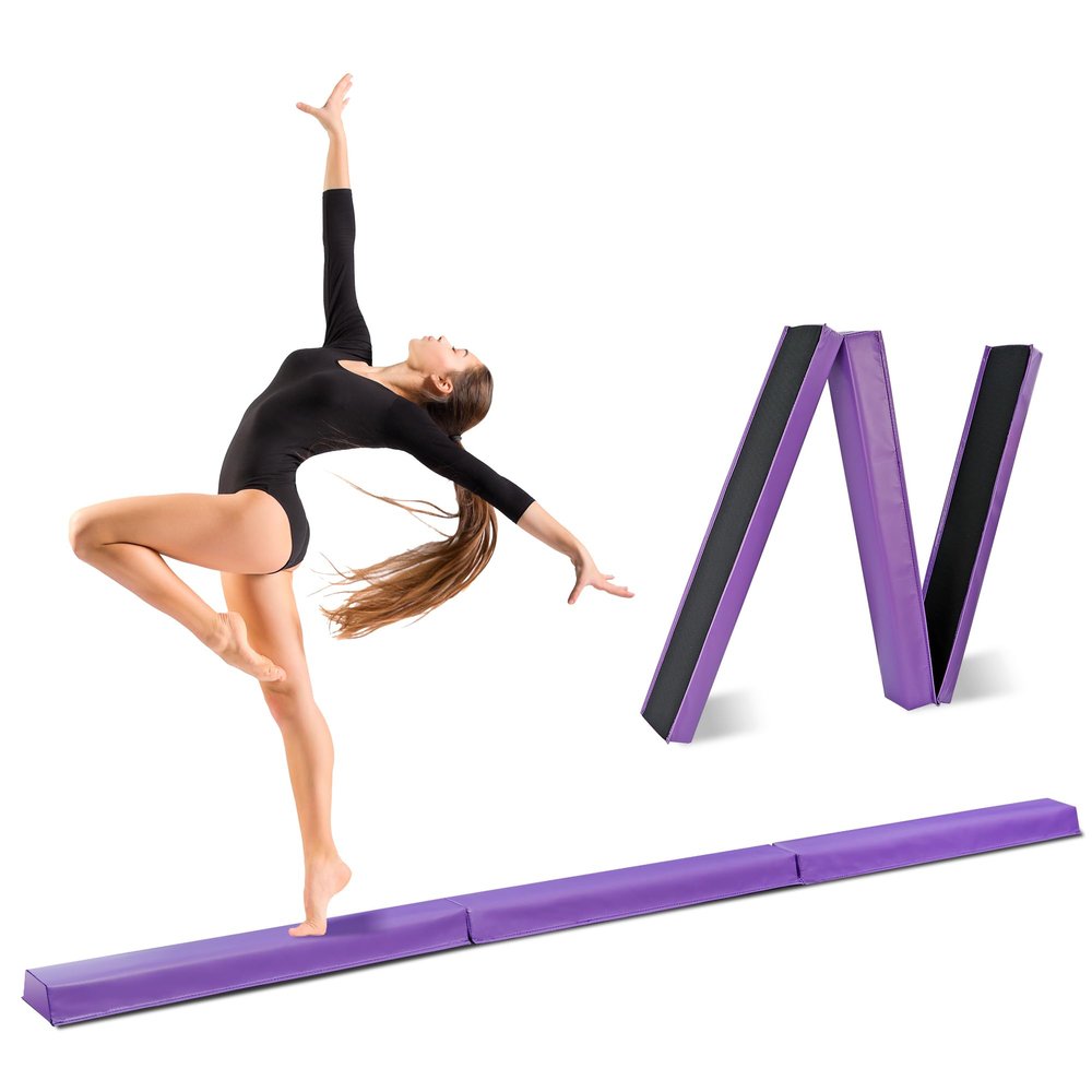 Oteymart Balance Beam Folding Gymnastics Beam Extra Firm Foam Anti-Slip Bottom Equipment for Floor Home Training, Kids, Adults