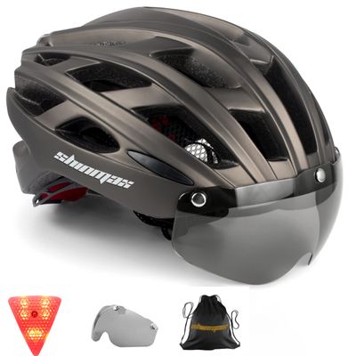 Shinmax Bike Helmet, CPSC/CPC Bike Helmet for Adult Men Women with Magnetic Goggles&Led Back Light Cycling Helmet Adjustable SM-T69
