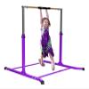 5 Star TD Expandable Kip Bar Kids Gymnastics Horizontal Bar, Adjustable Height Up to 5 FT Gymnastic Junior Training Tumble Bar with Heavy Duty Curved Legs and Cushioned Hand Pad Purple view 3