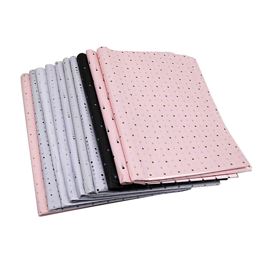 DUOER 28sheets/Pack 50x70cm Star Moon Gold Print Tissue Papers Flower Wrapping Papers Gift Wrapping Papers Handmade Craft Papers (Color : Black Silver dot)