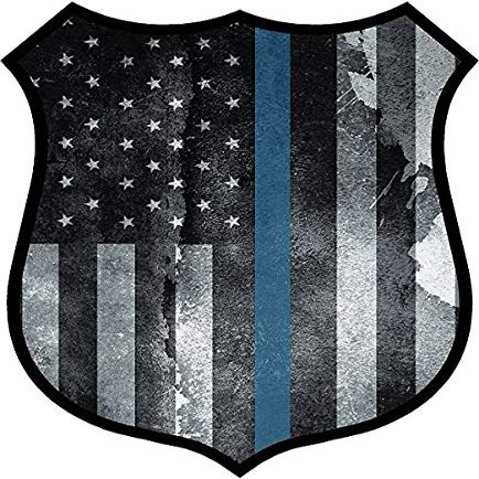 4" Police Shield Tattered Thin Blue Line Police Officer Sheriff Badge 3M Reflective Sticker