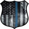4" Police Shield Tattered Thin Blue Line Police Officer Sheriff Badge 3M Reflective Sticker view 1