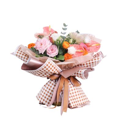 DUOER 20pcs Waterproof Double Color Plaid Pattern Flower Wrapping Papers Gift Wrapping Papers Rose Wedding Christmas Decoration Paper (Color : N6)