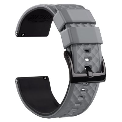Ritche Silicone Watch Bands 18mm 20mm 22mm 24mm Quick Release Rubber Watch Bands for Men, Smoke Gray / Black / Black, 20mm, Classic