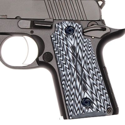 Guuun Kimb Micro Carry 380 ACP G10 Grips with Ambi, Aggressive OPS Crosshatch Texture - White/Black