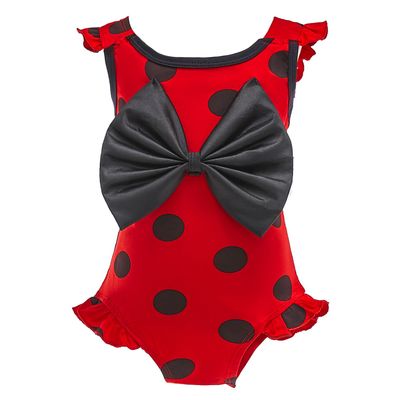 Dressy Daisy Girls Ladybug Red & Black Polka Dots One Piece Bathing Suit Swimsuit Swimwear Size 10-12 057