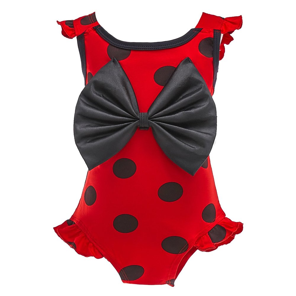 Dressy Daisy Girls Ladybug Red & Black Polka Dots One Piece Bathing Suit Swimsuit Swimwear Size 10-12 057