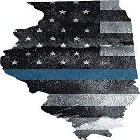 5" IL Illinois State Thin Blue Line Tattered American Flag Police 3M Reflective Sticker Law