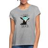 Spreadshirt Mornings Suck Vampire Women's Loose Fit T-Shirt, M, Heather Gray view 1