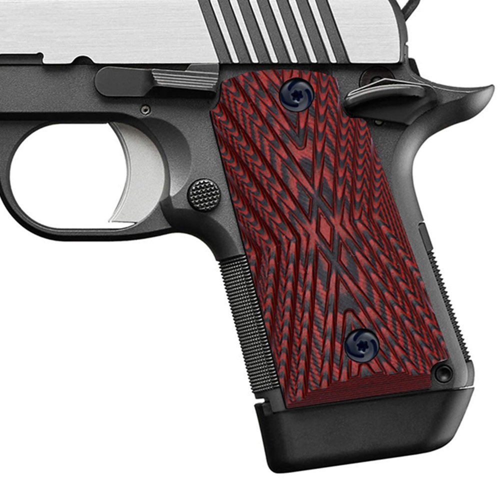 Guuun Kimb Micro Carry 9 9mm Grips G10 Grips, Aggressive OPS Crosshatch Texture, Red