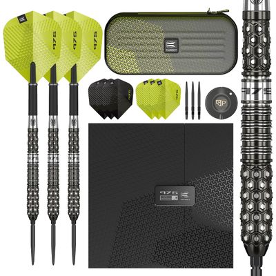 Target Darts 975 03 23G 97.5% Tungsten Swiss Point Steel Tip Darts Set, Black and Green, 25g (190072)