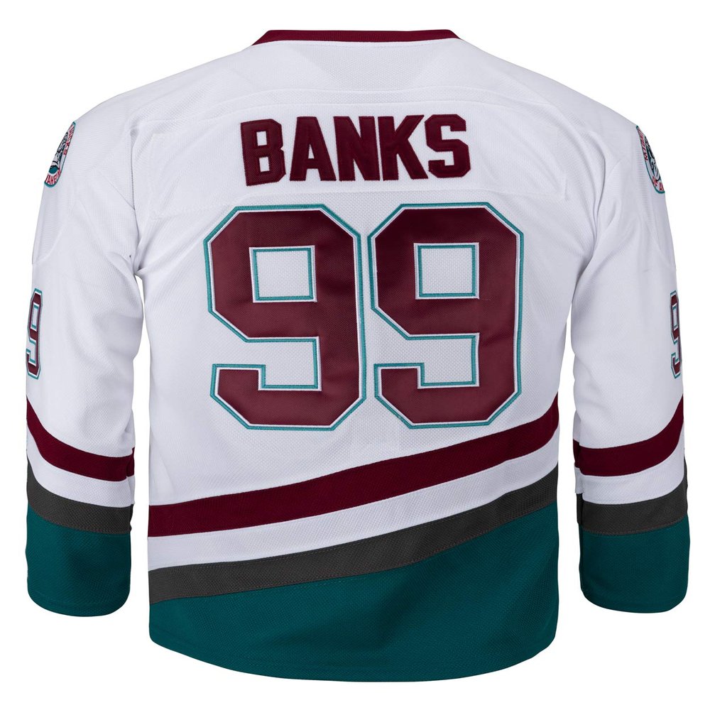 Youth Mighty Ducks Movie Shirts Ice Hockey Jersey (Medium, 99 Banks White)