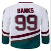 Youth Mighty Ducks Movie Shirts Ice Hockey Jersey (Medium, 99 Banks White) view 1