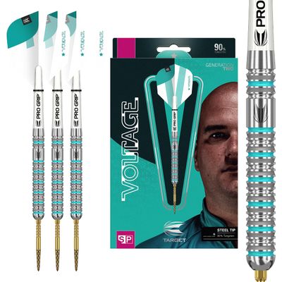 Target Darts Rob Cross Gen 2 23G 90% Tungsten Swiss Point Steel Tip Darts Set, Silver, Aqua and White