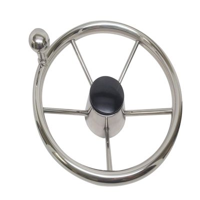 Pactrade Marine Destroyer 11" S.S Steering Wheel Control Knob Black Cap 5 Spoke