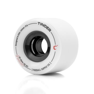 Fireball Tinder 65mm 81a Durometer Skateboard & Longboard Wheels (White 65mm Wheels x 4)