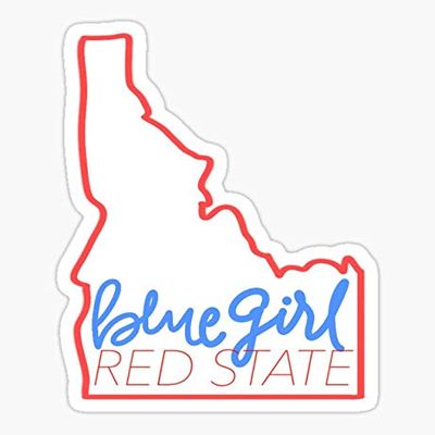 Blue Girl, red State (Idaho) - Sticker Graphic - Auto, Wall, Laptop, Cell, Truck Sticker for Windows, Cars, Trucks
