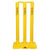 GRS CRIC_3 Heavy Plastic Cricket Stumps Set - 3 Stumps + 2 Bails + 1 Stand (Yellow)(Plastic Wicket Set) view 1