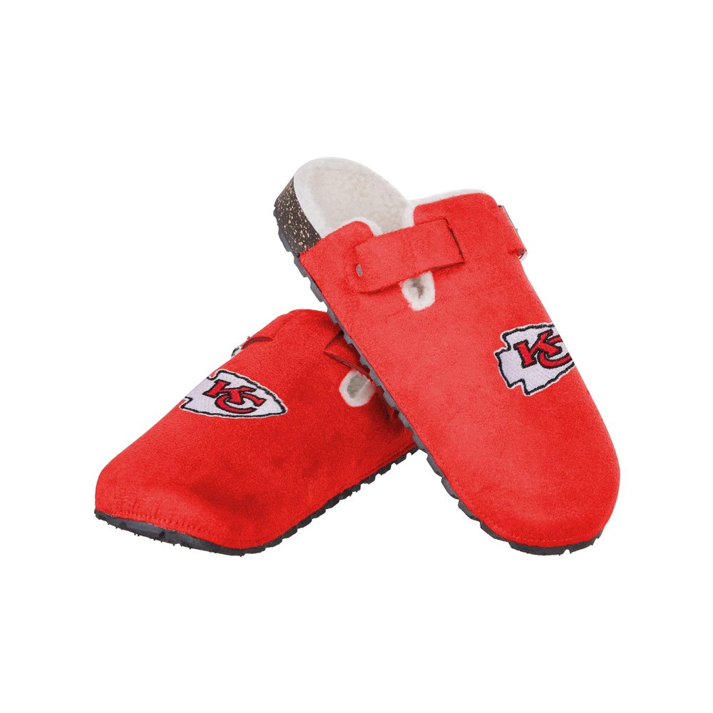 FOCO Kansas City Chiefs NFL Womens Faux Fur Buckle Clog Slippers - XL (11-12), team color