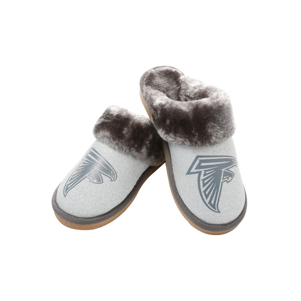 FOCO Atlanta Falcons NFL Womens Glitter Open Back faux fur Moccasin - S (5-6), team logo