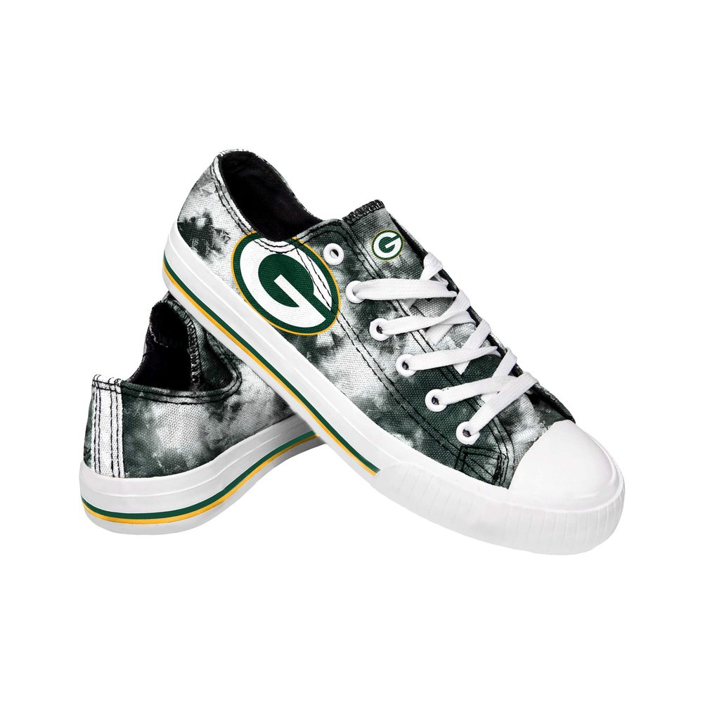 FOCO Green Bay Packers NFL Womens Low Top Tie Dye Canvas Shoes - 7