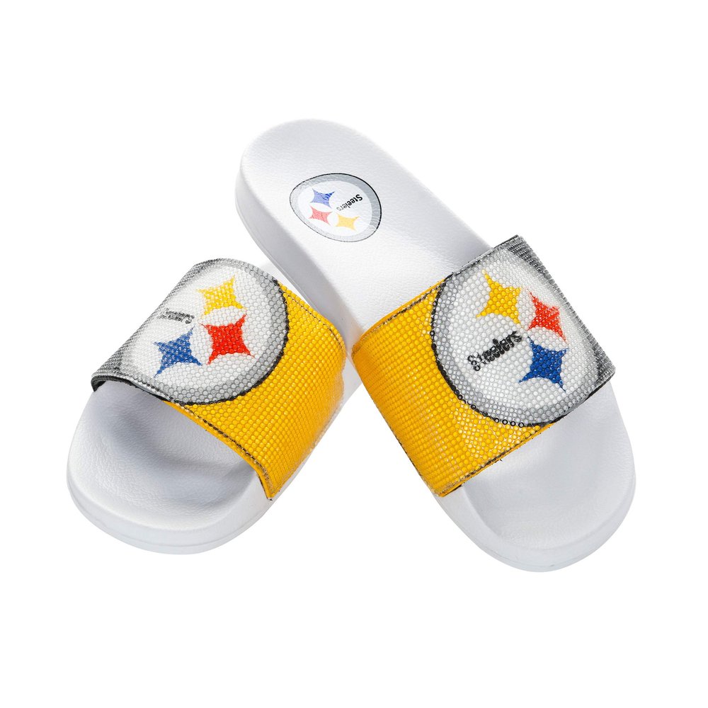 FOCO Pittsburgh Steelers NFL Womens Big Logo Rhinestone Slide - L