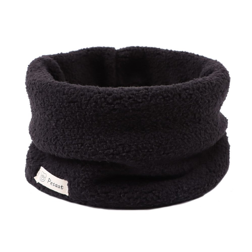 Zsedrut Fleece Warm Kids Scarf Thick Velvet Boys Girls Round Scarves Toddler Kids Winter Neck Warmer (Black-1Pcs)
