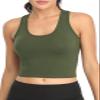 Women's 3-Pack Sports Crop Tank Tops - Athletic Yoga Racerback Workout Shirts, Black/Grey/Olive L view 2