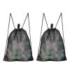 HAOGUAGUA 2-PACK Mesh Drawstring Bag, Mesh String Bag for Gym Laundry Seashell and Beach finds, Mushroom Hunting Bag view 1