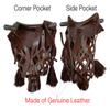 Joy's Billiard Pool Table Pockets, Leather Pool Table Pockets, Billiard Pockets, Made of Real Leather, with Fringe and Tassels, Dark Walnut Color, Set of 6 view 3