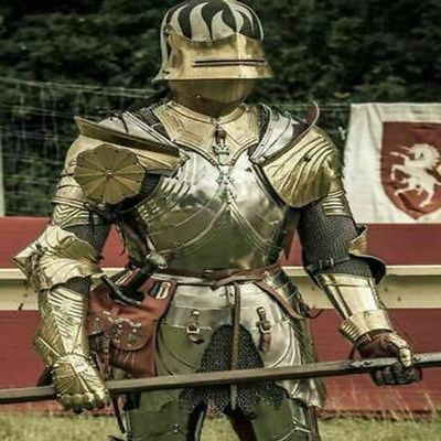 Nautical-Mart 18GA Steel Medieval Battle Armor Half Body Suit with Cuirass/Gaunlets/Pauldrone (Half Suit of Armor)