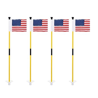 KINGTOP Golf Flagsticks Mini, Putting Green Polyester Double-Sewn US Golf Flag for Yard, All 3 Feet, Golf Pin Flags Set, Fiberglass Portable 2-Section Design