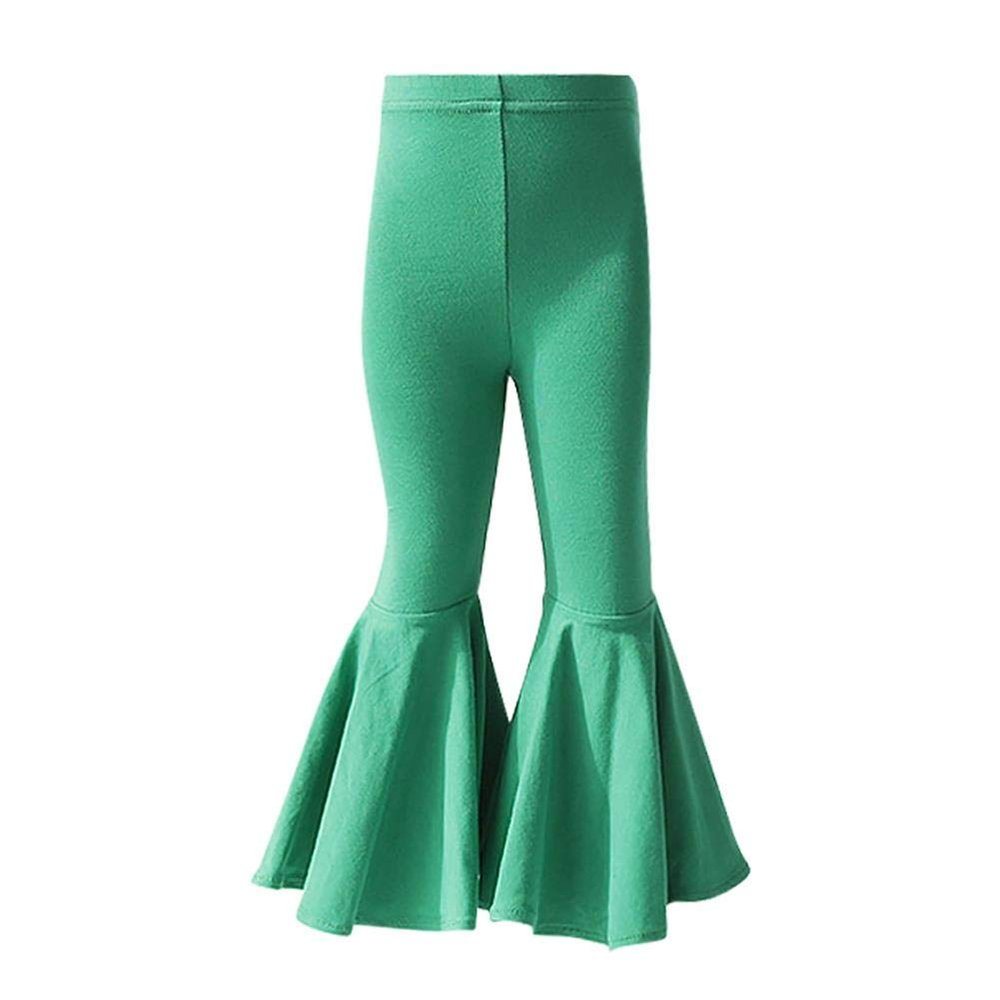 IBTOM CASTLE Toddler Baby Girl's Flare Ruffle Palazzo Leggings Pants Kids Long Cotton Boutique Elastic Waist Bottoms Bike Sport Slacks Joggers Activewear Playwear Green 3-6 Months