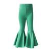 IBTOM CASTLE Toddler Baby Girl's Flare Ruffle Palazzo Leggings Pants Kids Long Cotton Boutique Elastic Waist Bottoms Bike Sport Slacks Joggers Activewear Playwear Green 3-6 Months view 1