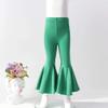 IBTOM CASTLE Toddler Baby Girl's Flare Ruffle Palazzo Leggings Pants Kids Long Cotton Boutique Elastic Waist Bottoms Bike Sport Slacks Joggers Activewear Playwear Green 3-6 Months view 2