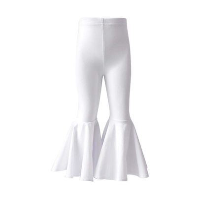 IBTOM CASTLE Toddler Baby Girl's Flare Ruffle Palazzo Leggings Pants Kids Long Cotton Boutique Elastic Waist Bottoms Bike Sport Slacks Joggers Activewear Playwear White 6-12 Months
