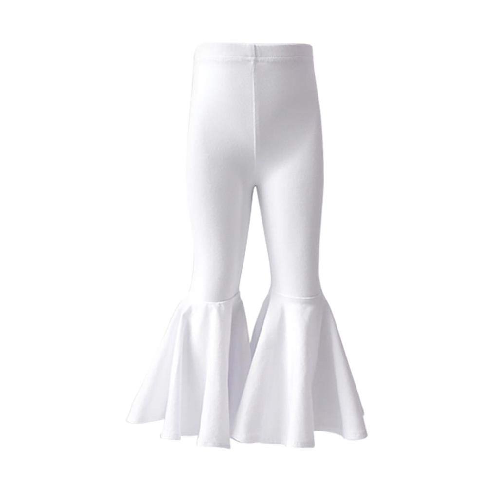 IBTOM CASTLE Toddler Baby Girl's Flare Ruffle Palazzo Leggings Pants Kids Long Cotton Boutique Elastic Waist Bottoms Bike Sport Slacks Joggers Activewear Playwear White 6-12 Months