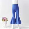 IBTOM CASTLE Toddler Baby Girl's Flare Ruffle Palazzo Leggings Pants Kids Long Cotton Boutique Elastic Waist Bottoms Bike Sport Slacks Joggers Activewear Playwear Royal blue 3-6 Months view 2