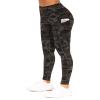 THE GYM PEOPLE Thick High Waist Yoga Pants with Pockets, Tummy Control Workout Running Yoga Leggings for Women (X-Large, Army Green Camo) view 2