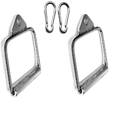 2 Pack Single D-Handle Cable Attachment with 2 Free Snap Hooks for Weight Lifting, High Strength Single Extension Stirrup Handle, LAT Pull Down Bar/Tricep Bar Attachment (2)