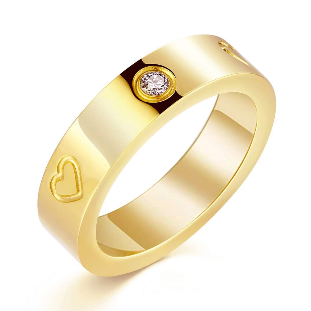PDWZNBA Love Friendship Ring 18K Gold-Plated Stainless Steel Promise Ring Wedding Band Jewelry Birthday Gifts for Women