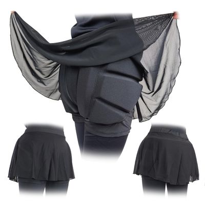SKATING SPIRIT Padded Skating Shorts Protective Crash Pants Built-in Mash Skirt Covering Tailbone Hip Butt Pad (XL)