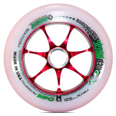 Bont Skates 125mm Red Magic Hardcore 2.0 - Professional Inline Speed Skate Wheel with Aluminium Hub - Set of 6 (X-Firm)