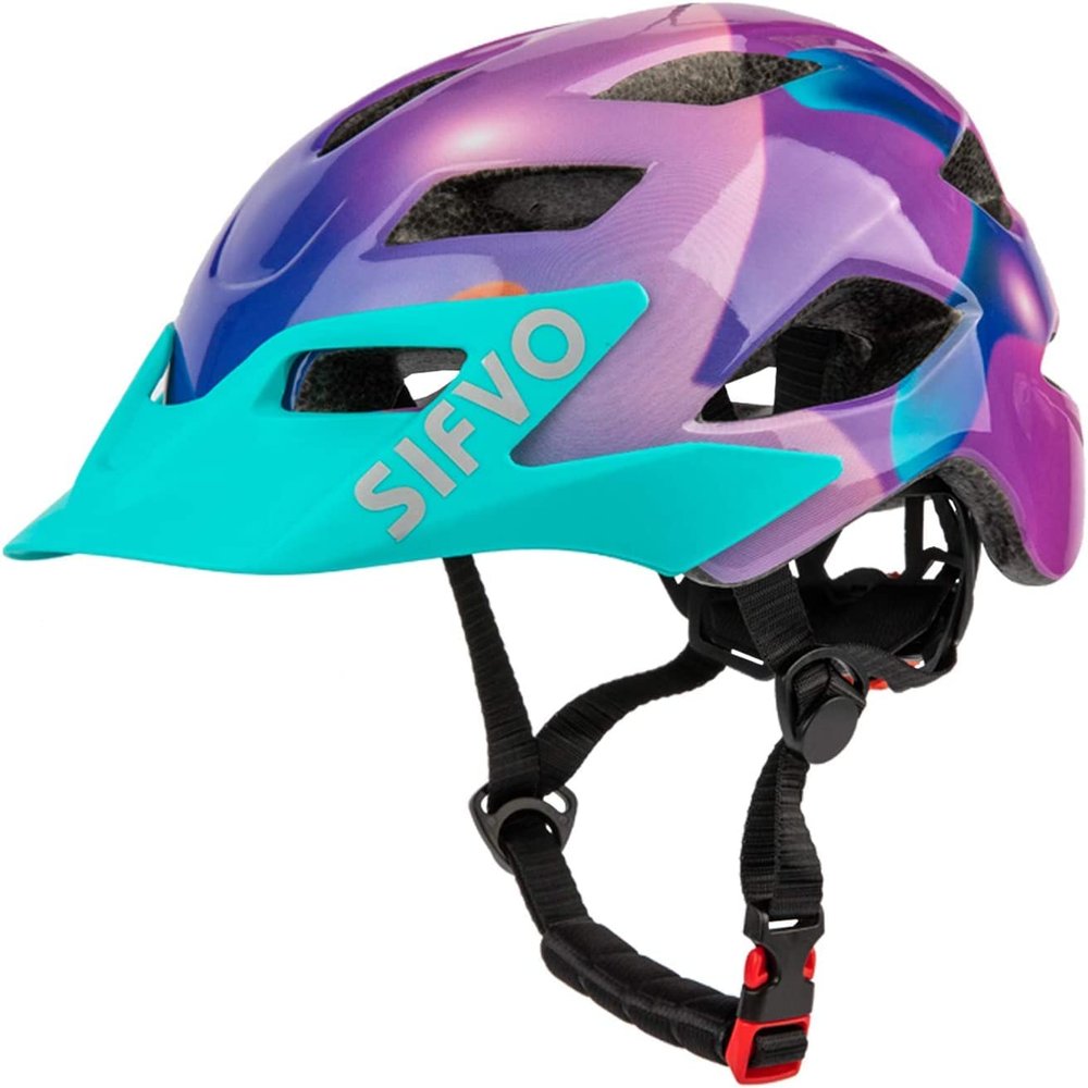 Kids Helmet, SIFVO Kids Bike Helmet Boys and Girls Children Bicycle Helmet with Cool Visor Helmet for Kids 5-14, Youth Bike Helmet Adjustable & Lightweight 50-57cm (A Purplehot)