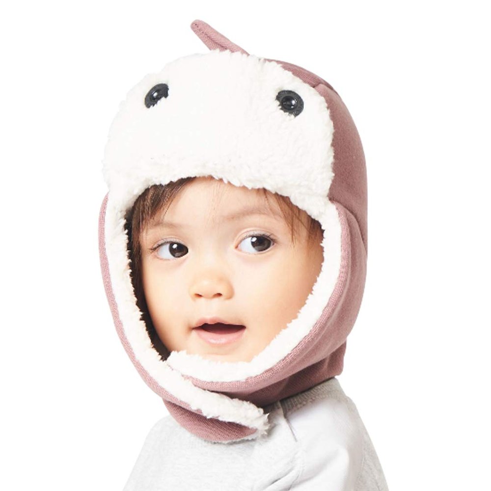 DINGDONG'S CLOSET Baby Toddler Boys Fleece Hat Kids Hat with Earflap Winter Fleece Cartoon Hat(Khaki,1-2T)