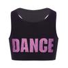 Freebily Kids Girls Metallic Sleeveless Racerback Bra Dance Top High Support Crop Top Gymnastic Sport Cheer Performance Dance Printed Pink 5-6 view 1
