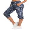 ChinFun Women's Hiking Capris Pants Outdoor Quick Dry Cargo Cropped Pants Water Resistant Sun Protection UPF 50+ Deep Purple & Navy Camo Size XXL view 1