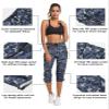 ChinFun Women's Hiking Capris Pants Outdoor Quick Dry Cargo Cropped Pants Water Resistant Sun Protection UPF 50+ Deep Purple & Navy Camo Size XXL view 3