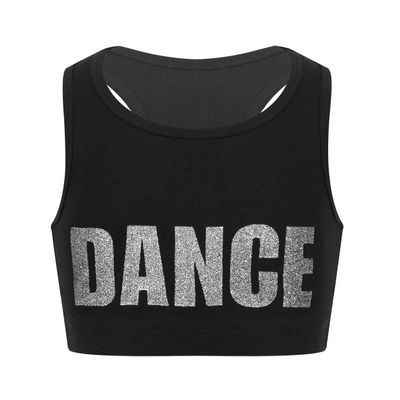 Freebily Kids Girls Metallic Sleeveless Racerback Bra Dance Top High Support Crop Top Gymnastic Sport Cheer Performance Dance Printed Silver 5-6